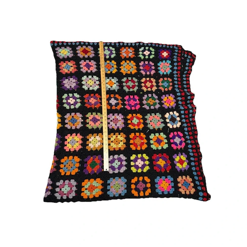 VTG Crochet Roseanne Granny Square Afghan Throw Cottagecore ~160